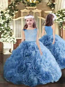 Graceful Fabric With Rolling Flowers Sleeveless Floor Length Little Girl Pageant Gowns and Beading