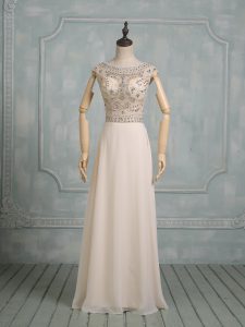 Discount Chiffon Cap Sleeves Floor Length Wedding Dresses and Beading