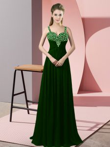 Fantastic Dark Green Straps Neckline Beading Prom Dresses Sleeveless Zipper