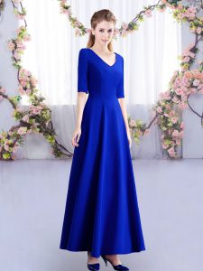 Best Selling Ankle Length Empire Half Sleeves Royal Blue Quinceanera Dama Dress Zipper