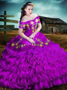 Dramatic Purple Sleeveless Organza Lace Up Sweet 16 Dresses for Sweet 16 and Quinceanera