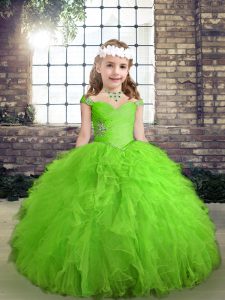 Low Price Floor Length Ball Gowns Sleeveless Child Pageant Dress Lace Up