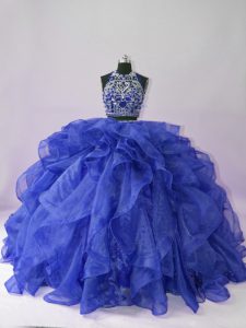 Sleeveless Beading and Ruffles Backless Quinceanera Dress