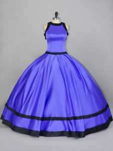 Purple Sleeveless Satin Zipper Quinceanera Gown for Sweet 16 and Quinceanera