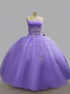 Modern Ball Gowns Quince Ball Gowns Lavender Sweetheart Organza Sleeveless Floor Length Lace Up