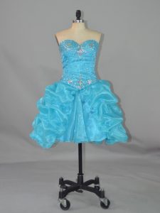 Custom Made Sleeveless Lace Up Mini Length Beading and Pick Ups Evening Dress