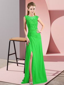 Green Lace Up Scoop Beading Homecoming Dress Online Chiffon Sleeveless