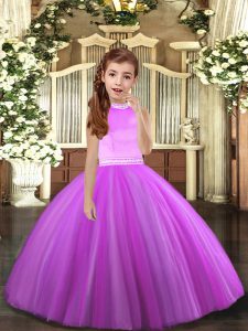 Lilac Halter Top Neckline Beading Little Girls Pageant Dress Wholesale Sleeveless Backless