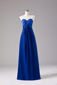 Empire Homecoming Gowns Royal Blue Sweetheart Chiffon Sleeveless Floor Length Lace Up