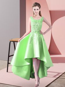 Yellow Green Scoop Zipper Lace Dama Dress for Quinceanera Sleeveless