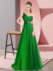 Edgy Green Criss Cross Dress for Prom Beading Sleeveless Brush Train