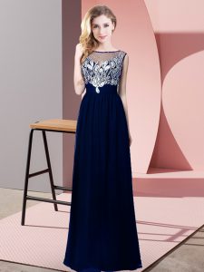 Sleeveless Floor Length Beading Backless Winning Pageant Gowns with Royal Blue