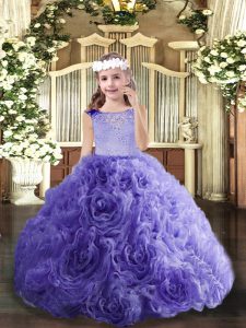 Lavender Lace Up Winning Pageant Gowns Beading Sleeveless Floor Length