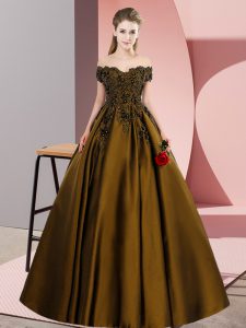 Fantastic Brown Sleeveless Lace Floor Length Sweet 16 Dresses