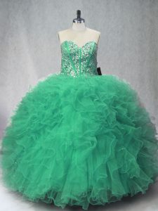 Superior Tulle Sleeveless Floor Length Quinceanera Gowns and Beading and Ruffles