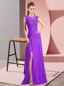 Elegant Floor Length Column/Sheath Sleeveless Purple Pageant Dress for Womens Zipper