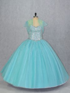 Captivating Sleeveless Lace Up Floor Length Beading Sweet 16 Quinceanera Dress