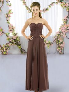 Pretty Sleeveless Lace Up Floor Length Ruching Court Dresses for Sweet 16