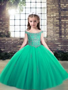 Perfect Sleeveless Appliques Lace Up Little Girl Pageant Dress