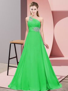 Sophisticated Green Sleeveless Beading Lace Up Prom Evening Gown