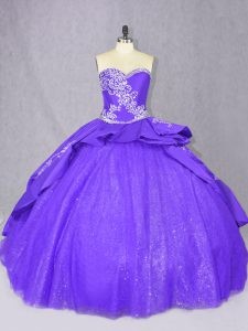 Suitable Court Train Ball Gowns Sweet 16 Quinceanera Dress Blue Sweetheart Tulle Sleeveless Lace Up
