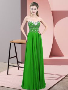 Romantic Green Sweetheart Zipper Beading Red Carpet Prom Dress Sleeveless