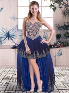Elegant Royal Blue Prom Dresses Prom and Party with Beading and Embroidery Sweetheart Sleeveless Lace Up