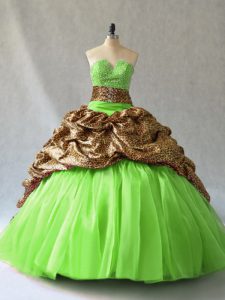Modern Quince Ball Gowns Sweet 16 and Quinceanera with Beading and Pick Ups Strapless Sleeveless Brush Train Lace Up