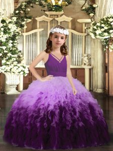 Graceful Multi-color Sleeveless Tulle Zipper Pageant Gowns For Girls for Party and Wedding Party