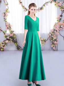 Turquoise Half Sleeves Satin Zipper Wedding Guest Dresses for Wedding Party