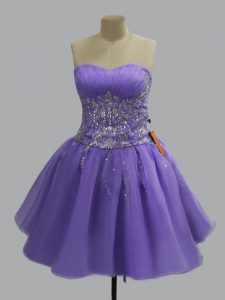 Organza Sweetheart Sleeveless Lace Up Beading in Lavender