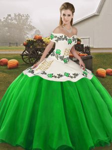 Gorgeous Embroidery Quinceanera Gown Green Lace Up Sleeveless Floor Length