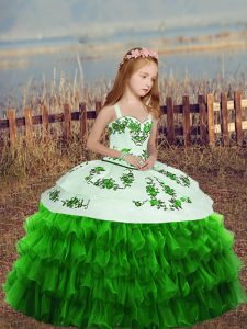 Organza Sleeveless Floor Length Pageant Dress for Teens and Embroidery and Ruffled Layers