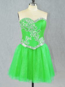 Ideal Green Sleeveless Tulle Lace Up Celebrity Style Dress for Prom and Party