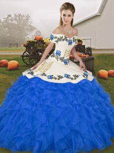 Free and Easy Sleeveless Embroidery and Ruffles Lace Up Vestidos de Quinceanera