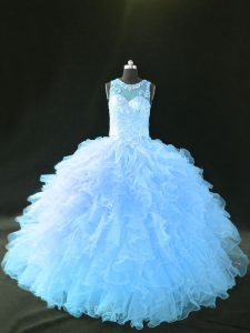 Organza Sleeveless Quinceanera Dresses and Appliques and Ruffles