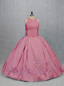 Scoop Sleeveless Zipper 15th Birthday Dress Pink Taffeta