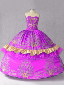 Sleeveless Lace Up Floor Length Embroidery and Bowknot Sweet 16 Quinceanera Dress