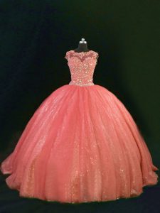 Clearance Tulle Sleeveless Floor Length Quinceanera Dress and Beading and Lace