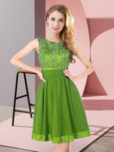 New Style Chiffon Backless Court Dresses for Sweet 16 Sleeveless Mini Length Beading and Appliques