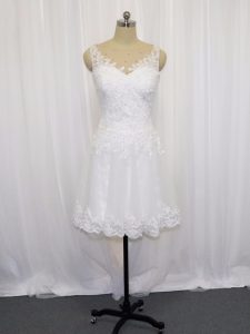 White Sleeveless Tulle Zipper Wedding Gown for Wedding Party