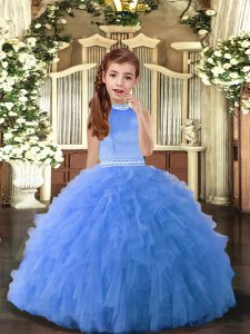 Unique Sleeveless Beading Backless Little Girls Pageant Dress