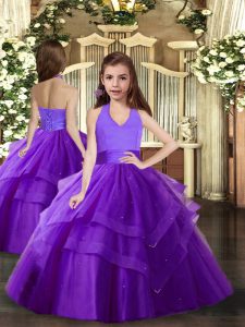 Enchanting Sleeveless Ruffled Layers Lace Up Winning Pageant Gowns