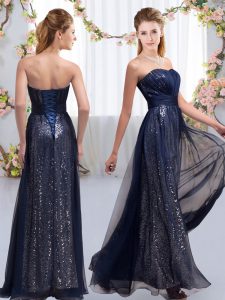 Chiffon and Sequined Sleeveless Floor Length Bridesmaids Dress and Sequins