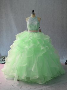Exceptional Apple Green Sleeveless Backless Vestidos de Quinceanera for Sweet 16 and Quinceanera