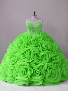 Dynamic Sleeveless Beading Lace Up Sweet 16 Quinceanera Dress with Brush Train