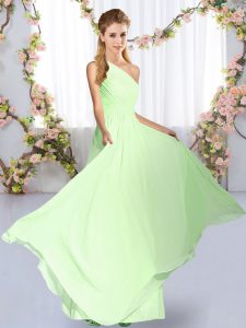 Dazzling Yellow Green Vestidos de Damas Wedding Party with Ruching One Shoulder Sleeveless Lace Up