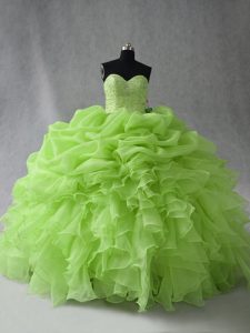 Admirable Sweetheart Lace Up Beading and Ruffles and Pick Ups Quinceanera Dresses Sleeveless