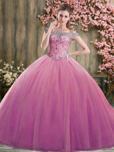 Stunning Lilac 15 Quinceanera Dress Sweet 16 and Quinceanera with Beading Off The Shoulder Sleeveless Lace Up