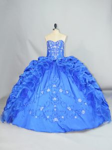 Best Sweetheart Sleeveless Lace Up Quince Ball Gowns Blue Taffeta